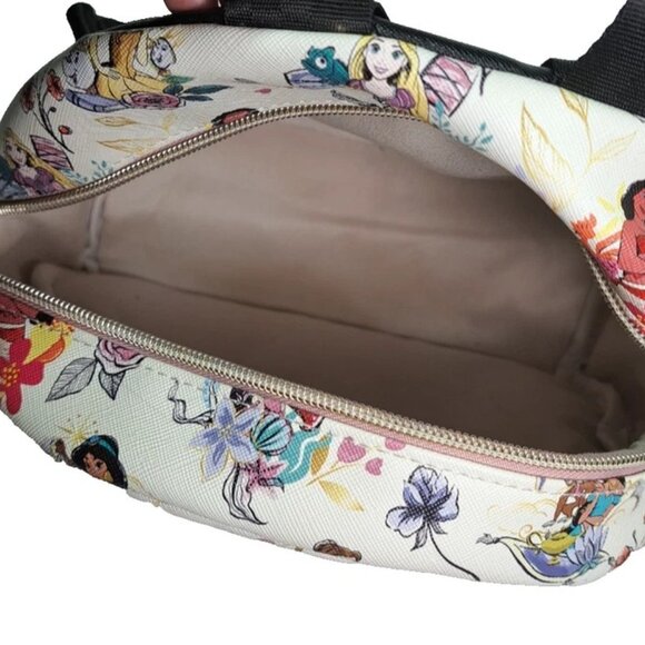 Disney Princesses BioWorld White/Pink Floral Mini Backpack 10" Faux Leather - Picture 8 of 11